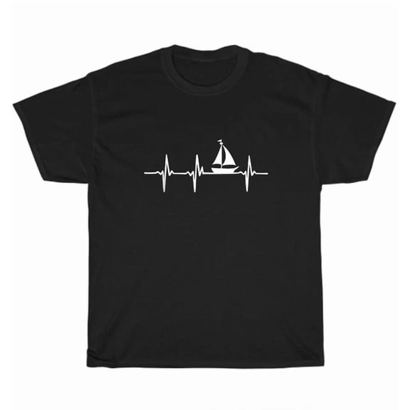 Hot Trending Tee With Heartbeat Sailing Ekg Pulseline Sailors Sailboat T-Shirt Unisex Tee Gift