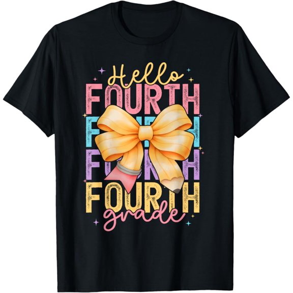 Hot Trending Tee With Hello Fourth Grade Teacher Coquette Back To School Girls Kid T-Shirt