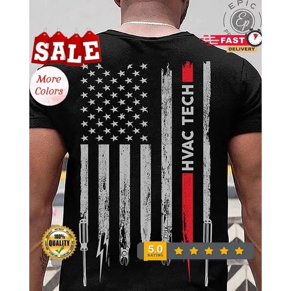 Hot Trending Tee With Hvac Tech, Independence Day, American Flag, 4Th Of July