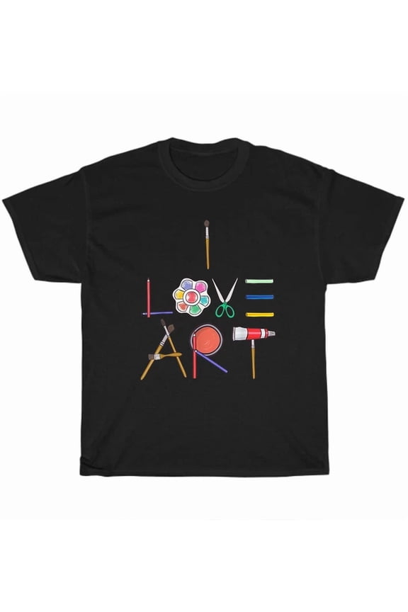 Hot Trending Tee With I Love Art Cute Fun Painting Drawing Sketch Artist Painter T-Shirt Unisex Gift