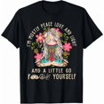 thumbnail image 1 of Hot Trending Tee With I M Mostly Peace Love And Light Little Go F Yourself Yoga Gift Unisex T-Shirt, 1 of 2