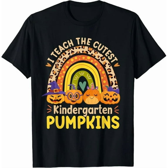 Hot Trending Tee With I Teach The Cutest Kindergarten Pumpkins Halloween Teacher Gift Unisex T-Shirt
