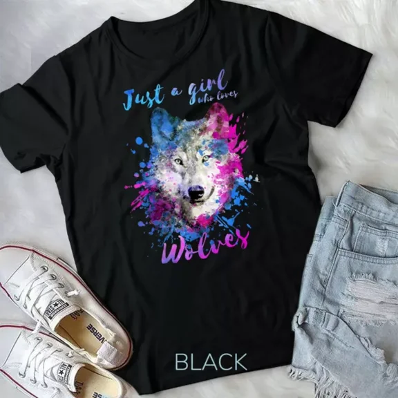 Hot Trending Tee With Just A Girl Who Loves Wolves Wolf Splash Unisex T-Shirt