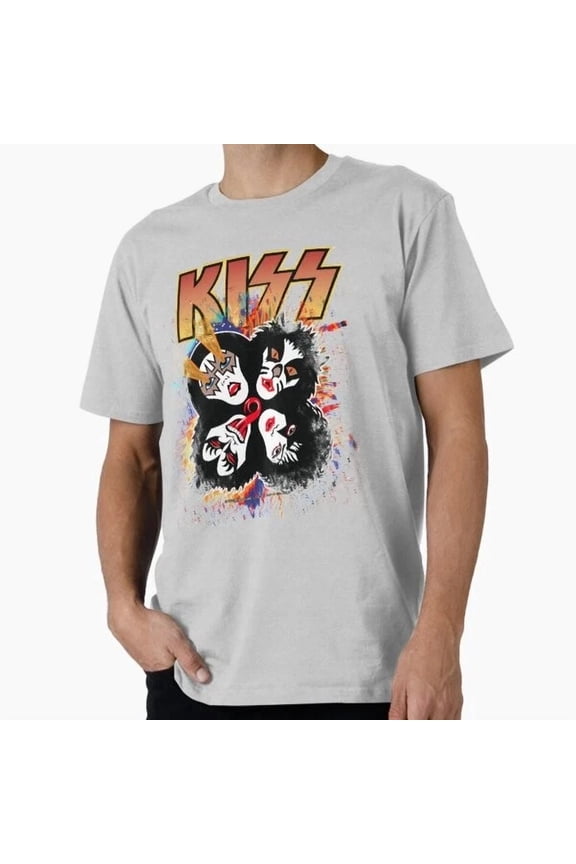 Hot Trending Tee With Kiss The Band Rock And Roll Over Splash Logo P T-Shirt S-5Xl