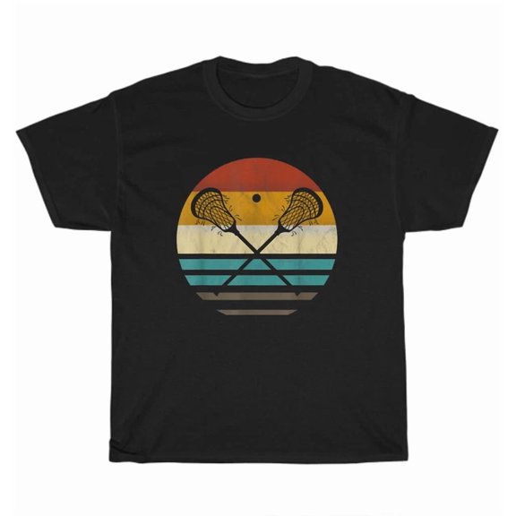 Hot Trending Tee With Lacrosse Vintage Retro Lacrosse Stick Sun T-Shirt Sports Unisex Tee Gift
