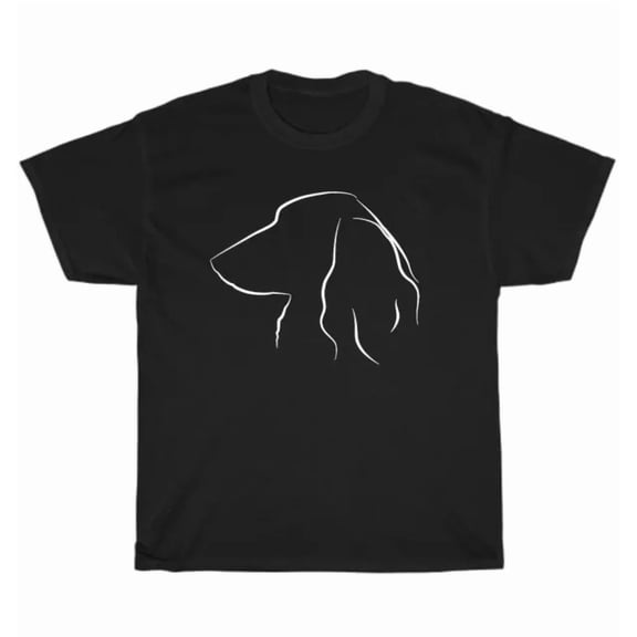 Hot Trending Tee With Long Haired Dachshund Line Art Wiener Dog Doxie Mom Dad T-Shirt Unisex Tee Gift