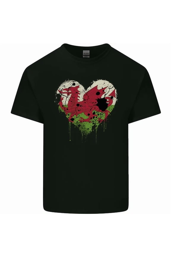 Hot Trending Tee With Love Flag Wales Welsh Football Rugby Mens Womens S-5Xl T-Shirt
