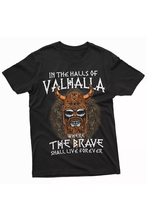 Hot Trending Tee With Men'S Halls Of Valhalla Viking T-Shirt Skull Helmet Norse Mythology Nordic Tee