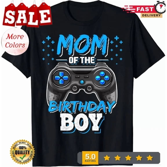Hot Trending Tee With Mom Of The Birthday Boy Matching Video Gamer Birthday Party Gift Unisex T-Shirt