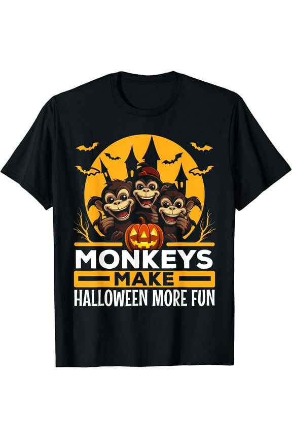 Hot Trending Tee With Monkey Halowen Ape Animal Spooky Gorilla