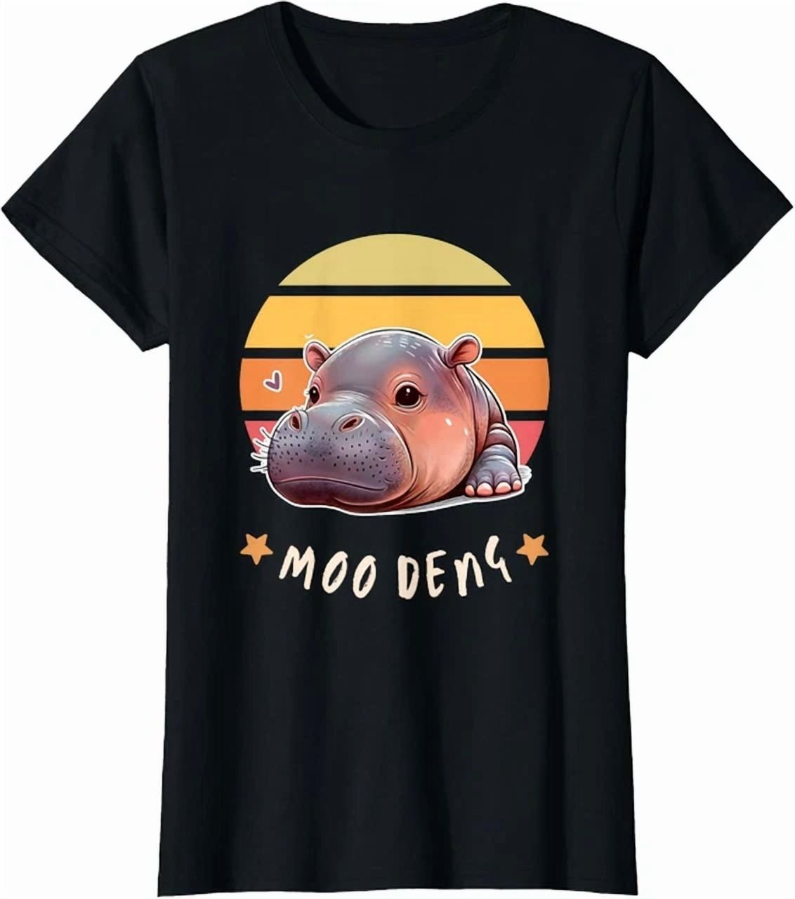 Hot Trending Tee With Moo Deng Cute Baby Pygmy Hippo Bouncy Pig In Thai Hot Trending Tee With Moo Deng Cute Baby Pygmy Hippo Bouncy Pig In Thai