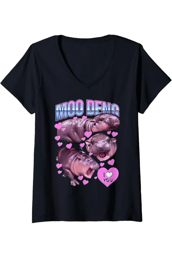 Hot Trending Tee With Moo-Deng Hippo The Famous Baby Pigmy Moodeng Tshirt