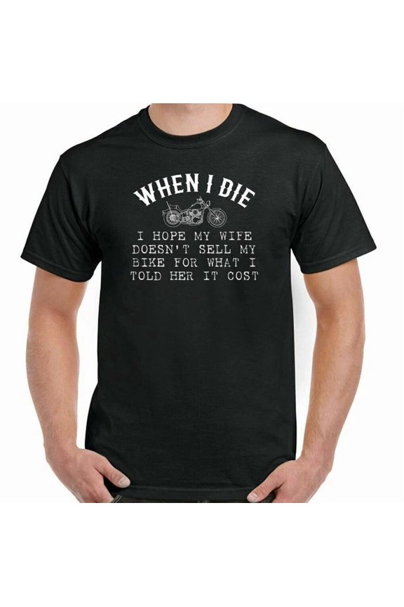 Hot Trending Tee With Motorbike T-Shirt Motorcycles Bike Biker Superbike When I Die Mens Womens
