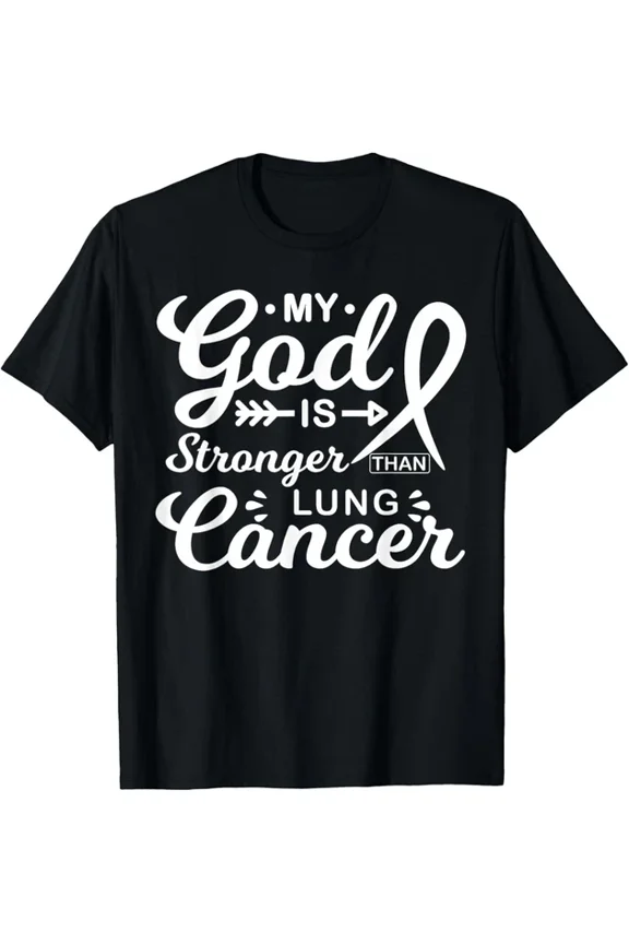 Hot Trending Tee With My God Is Stronger Than Lung Cancer Awareness Unisex S-5Xl T-Shirt