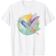 thumbnail image 1 of Hot Trending Tee With Nature Animal Bird Lover Colorful Vintage Hummingbird Gift Unisex T-Shirt, 1 of 2