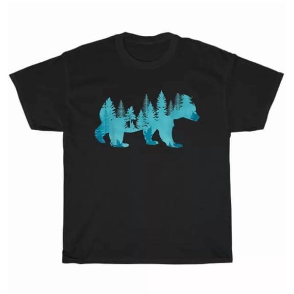Hot Trending Tee With Nature Forest Mountains Trees Wildlife Animal Brown Bear T-Shirt Unisex Tee Gift