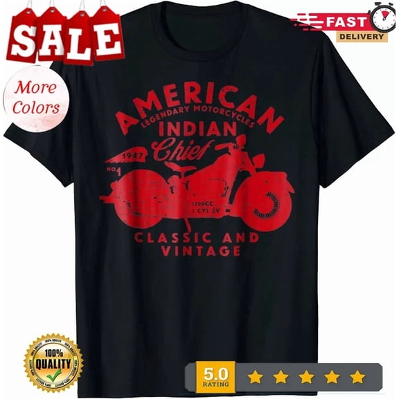 Hot Trending Tee With New Limited Vintage American Motorcycle Indian Design Gift T-Shirt S-5Xl