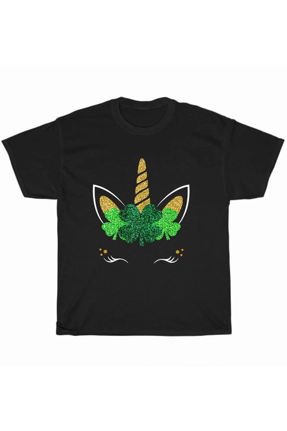 Hot Trending Tee With New Unicorn Face St Patrick'S Day Shamrock Unicorn Lover T-Shirt Unisex Tee Gift