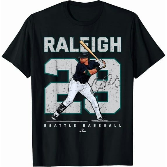Hot Trending Tee With Number And Portrait Cal Raleigh Seattle Baseball Mlbpa T-Shirt