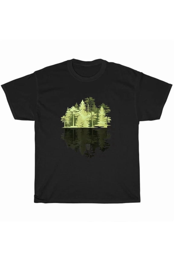 Hot Trending Tee With Outdoors Wildlife Trees Nature Reflection Forest T-Shirt Mens Tee Gift New