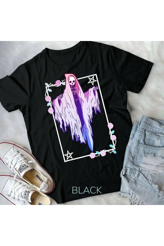 Hot Trending Tee With Pastel Goth Ghost Tarot Style - Unisex Form T-Shirt