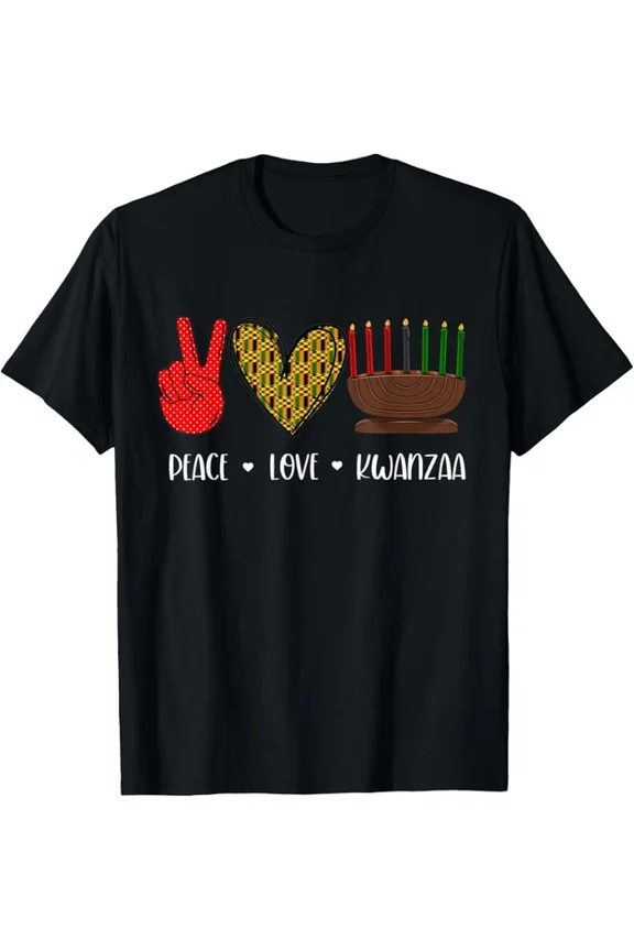 Hot Trending Tee With Peace Love Kwanzaa Pajamas African Happy Kwanzaa Matching Gift Unisex T-Shirt