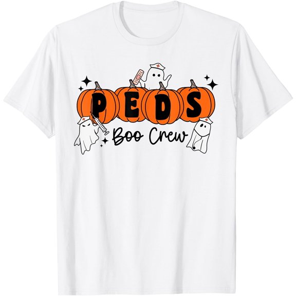 Hot Trending Tee With Peds Boo Crew Pumpkin Ghost Pediatric Nurse Unisex S-5Xl T-Shirt