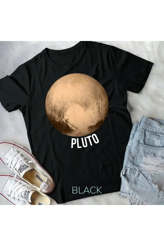 Hot Trending Tee With Pluto Dwarf Planet Astronomy Fan New Horizons Science Heart Unisex T-Shirt