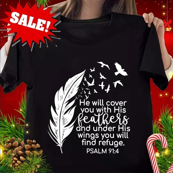 Hot Trending Tee With Psalm 914 Feathers Bible Verse God Fidence Hot Trending Tee With Psalm 914 Feathers Bible Verse God Fidence