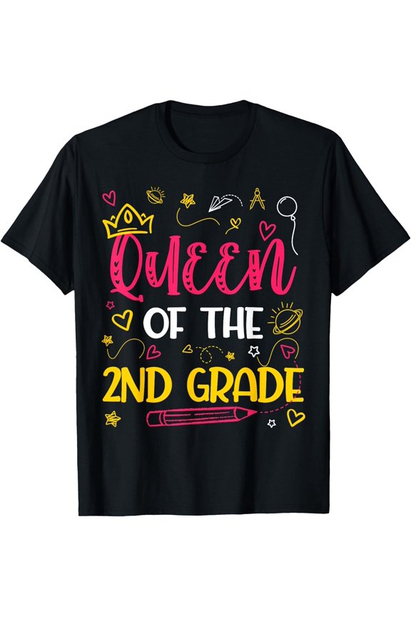 Hot Trending Tee With Queen Of 2Nd Grade Back To School Second Grade Gifts Mom & Dad And Teacher T-Shirt