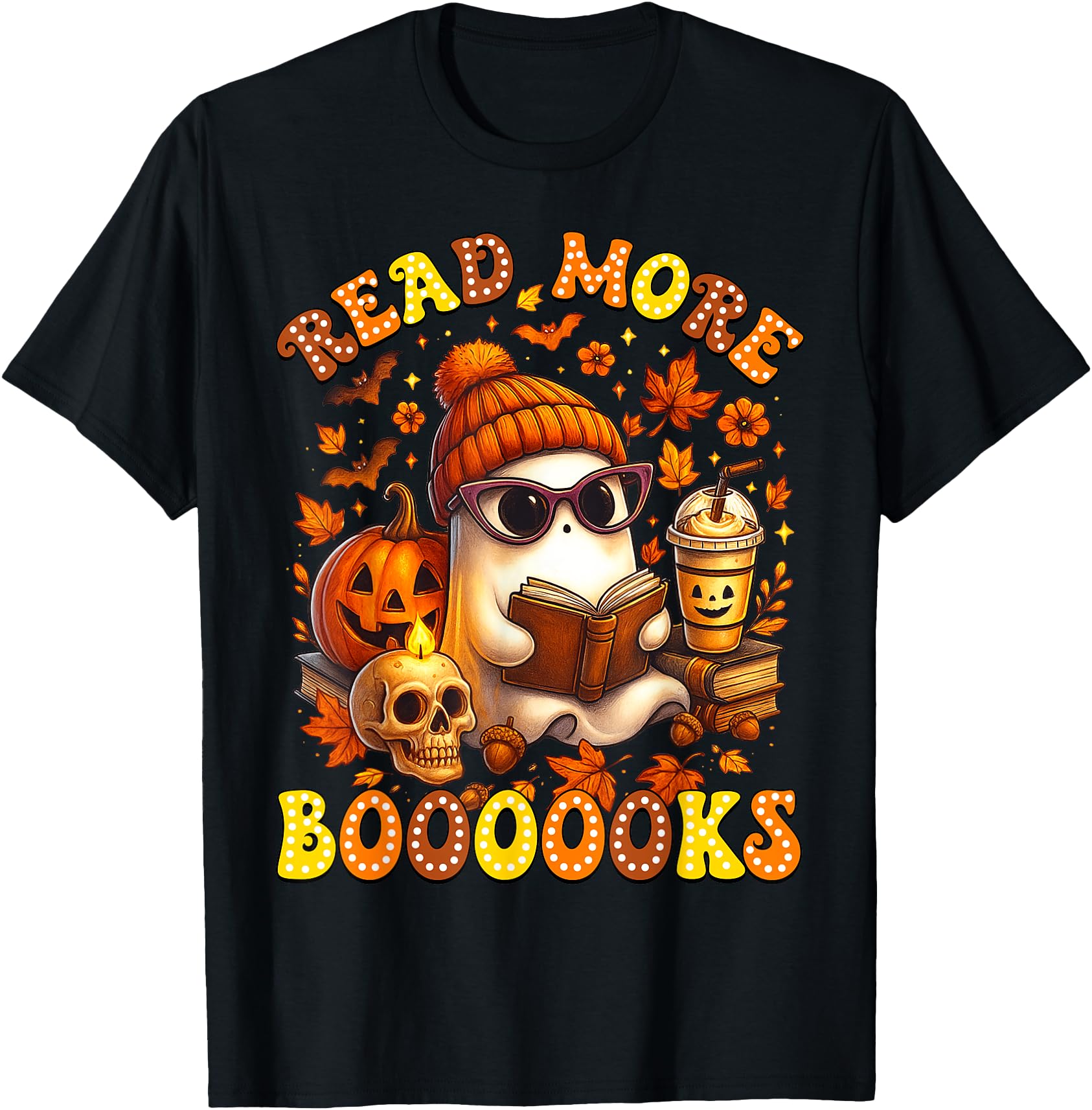 Hot Trending Tee With Read More Books Halowen Ghost Coffee Reading Book hot-trending-tee-with-read-more-books-halowen-ghost-coffee-reading-book