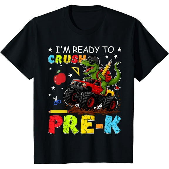 Hot Trending Tee With Ready To Crush Pre-K Prek Dinosaur First Day Of School Boy T-Shirt