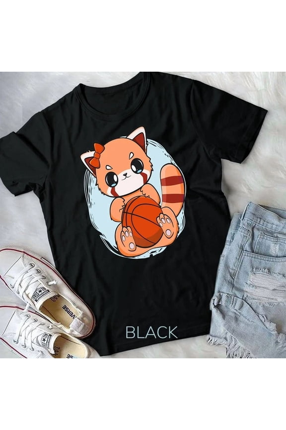 Hot Trending Tee With Red Panda With Basketball Streetball Team Sport Dunk Unisex T-Shirt