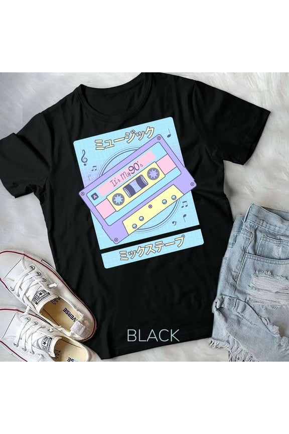 Hot Trending Tee With Retro 80S 90S Vaporwave Aesthetic Japanese Cassette Tape - Unisex Form T-Shirt