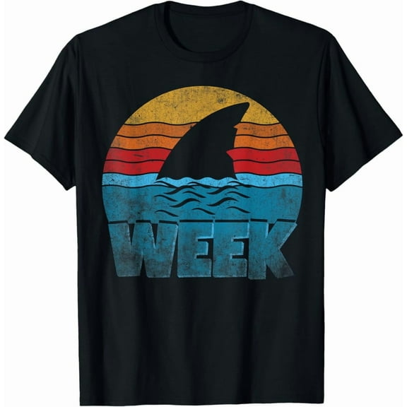 Hot Trending Tee With Retro Shark Fin Week 2025 Shark Lover Ocean Wildlife Summer T-Shirt