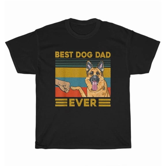 Hot Trending Tee With Retro Vintage Best Dog Dad Ever German Shepherd Dogs Pet T-Shirt Unisex Tee Gift