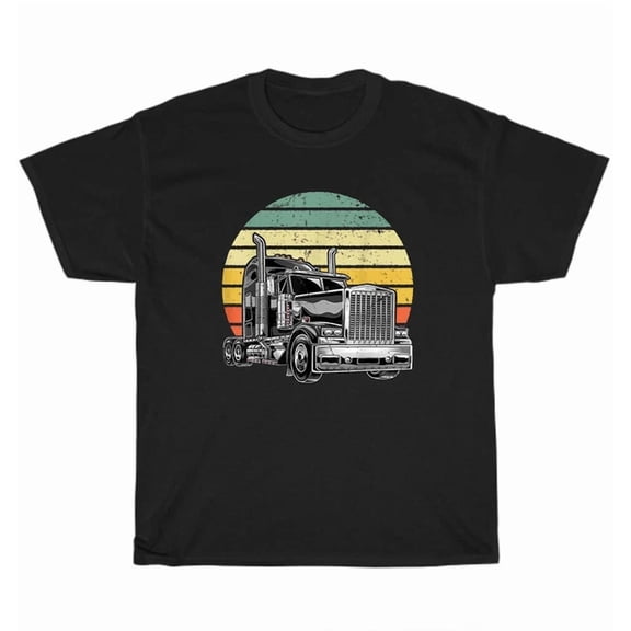 Hot Trending Tee With Retro Vintage Trucker Semi-Trailer Tractor Truck Driver T-Shirt Unisex Tee Gift