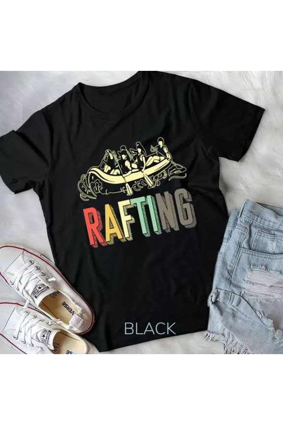 Hot Trending Tee With Retro Whitewater Rafting River Water Sports Rafter Paddler Unisex T-Shirt