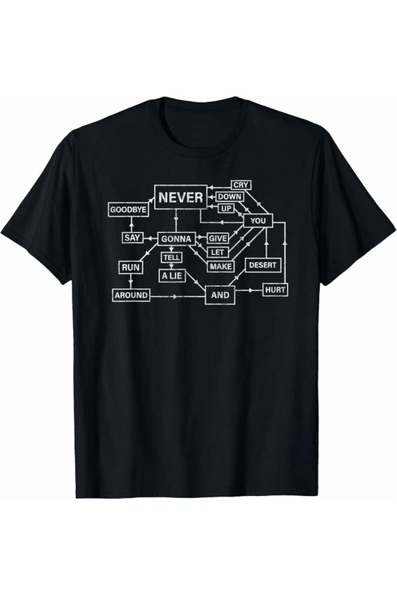 Hot Trending Tee With Rick Roll Flowchart Internet 80S Music Nerd Gift Unisex T-Shirt