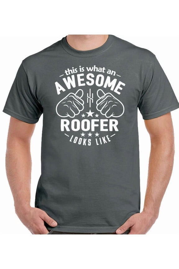 Hot Trending Tee With Roofer T-Shirt This Is What A Looks Like Mens Womens Roofing Roof Top