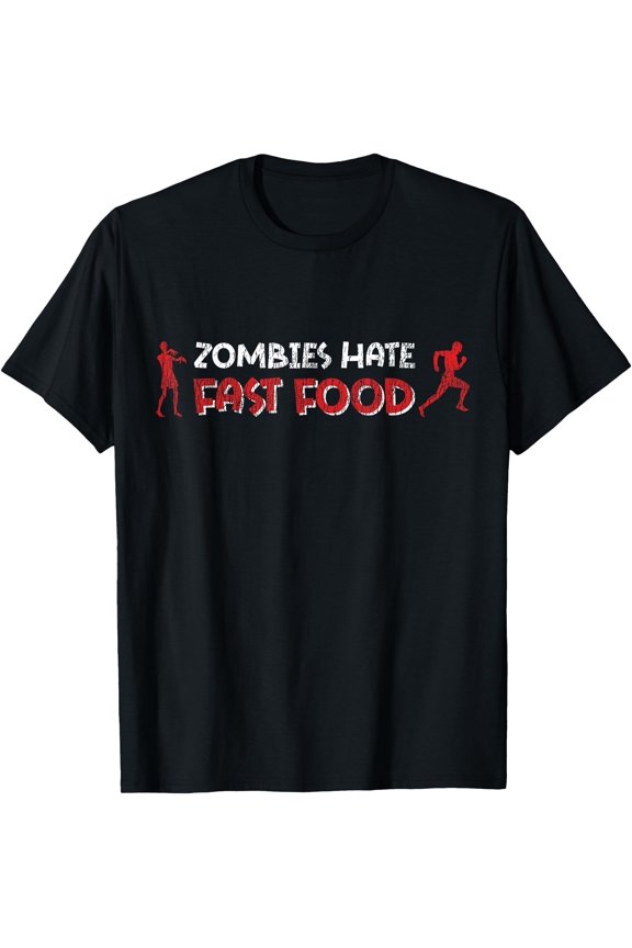 Hot Trending Tee With Running Runner Half Marathon Zombie Zombies Hate Fast Food Unisex S-5Xl T-Shirt