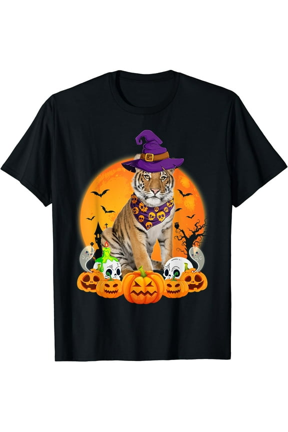 Hot Trending Tee With Scary Pumpkin Skull Ghost Boo Witch Bengal Tiger Unisex S-5Xl T-Shirt