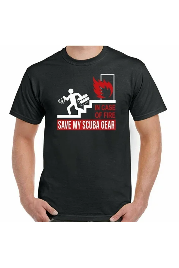 Hot Trending Tee With Scuba Diving T-Shirt In Case Of Fire Save My Gear Mens Womens Dive Diver Mask Top