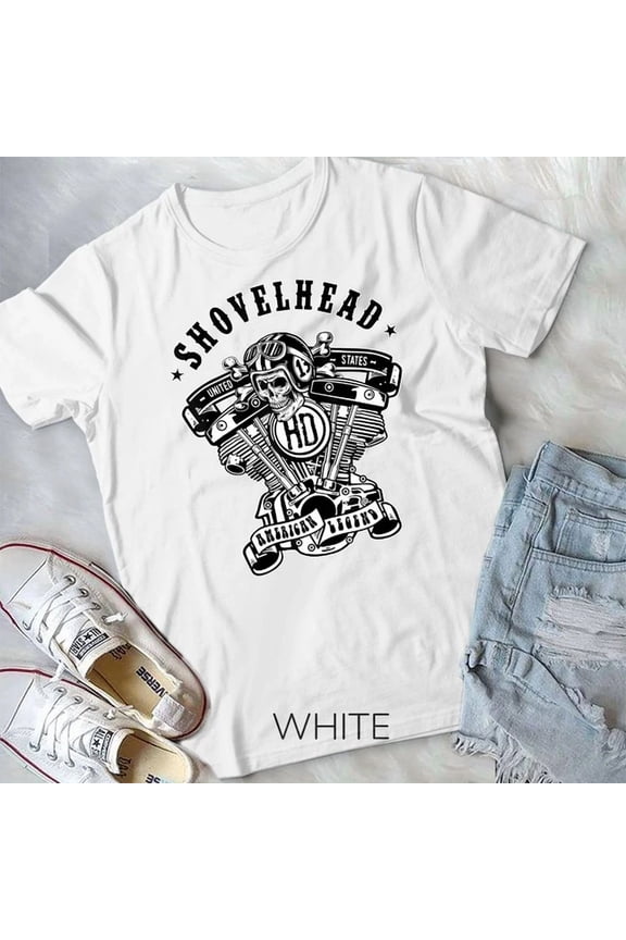 Hot Trending Tee With Shovelhead American Motorcycle Legend Hd Vtwin Engine Skull Unisex T-Shirt
