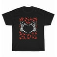 thumbnail image 1 of Hot Trending Tee With Skeleton Hand Heart Valentines Day Bones Love T-Shirt Unisex Tee Gift New, 1 of 5
