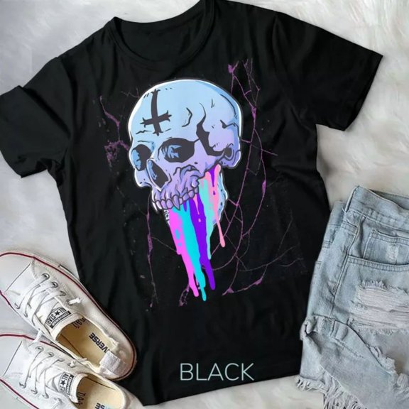 Hot Trending Tee With Skull Pastel Goth Creepy Skeleton Unisex Form T-Shirt T-Shirt