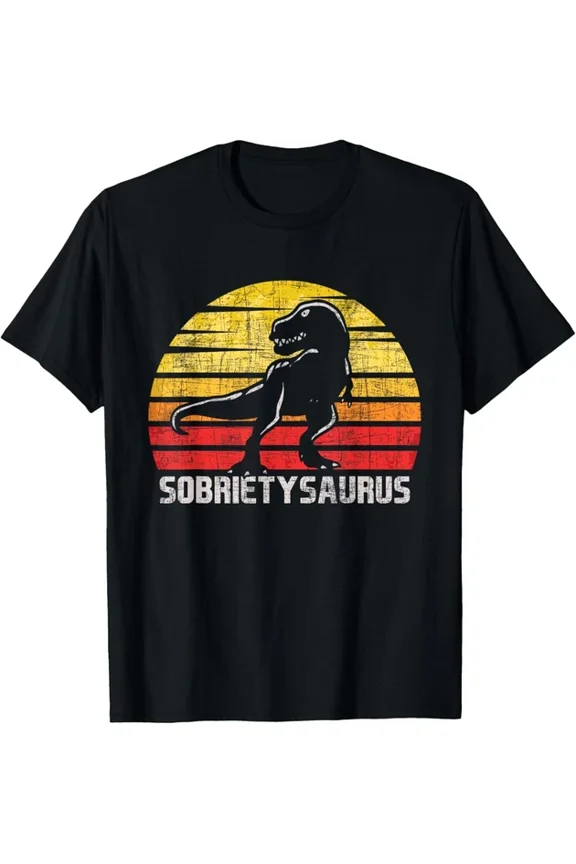 Hot Trending Tee With Sobrietysaurus Sober Sobriety Anniversary Recovery Aa Na Gift Unisex T-Shirt