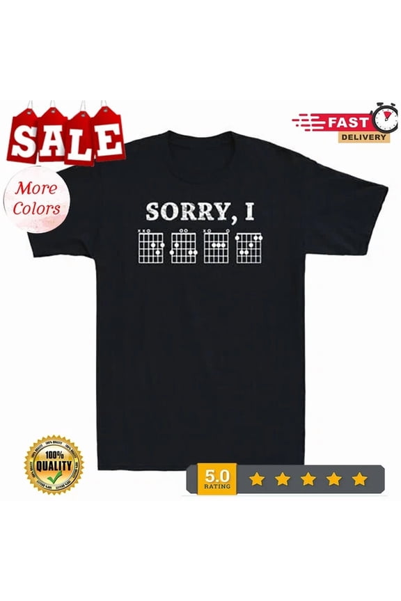 Hot Trending Tee With Sorry I-Dgaf Hidden Message Guitar Chords Note Lover Vintage Men'S T-Shirt