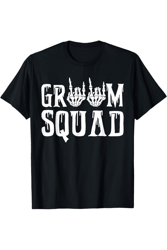 Hot Trending Tee With Spooky Groom Squad Gothic Wedding Halowen Bachelor