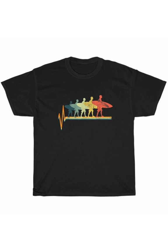 Hot Trending Tee With Surf Surfboard Vintage T-Shirt Mens Retro Ekg Pulseline Surfer Tee Gift